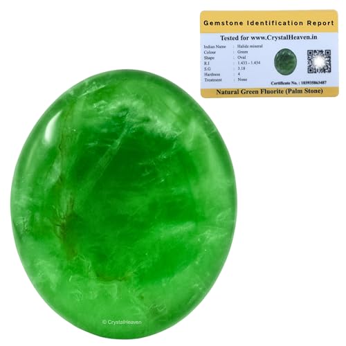 Image of Crystal Heaven Certified Green Fluorite Crystal Palm Pebbles Stones For Anxiety Stress Relief Massage Aaa Grade Original Healing Gemstone Agate Palm Stone For Yoga Meditation Spiritual Reiki Feng Shui