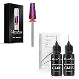 MelodySusie Professional 5 in 1 Nail Drill Bits, 3/32'' & MelodySusie Nail Rhinestone Glue, Gel Nail Glue for Rhinestones for 3D Design Strong Adhesive Nail Gem Glue (2 * 0.42 Fl Oz Rhinestone Glue)