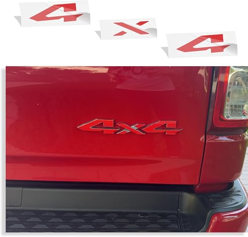 Image of Reflective Concepts 4x4 Emblem Overlay Decal Sticker -Fits: 2019-2026 Ram, NOT for Classic - (Color: Gloss Red)