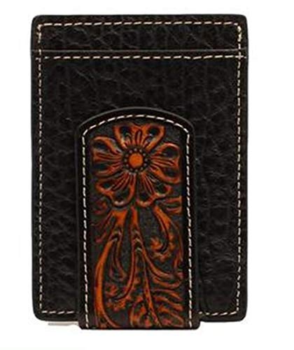 M&F Western Products N500004601 Cord Case Money Clip Floral Overlay CTS CNC Nocona Wallets, Black