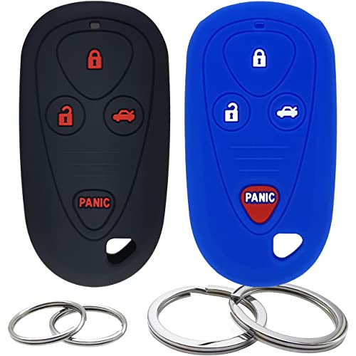 Coque silicone pour Acura CL RL TL TSX lot de 2 protections de télécommande noir et bleu