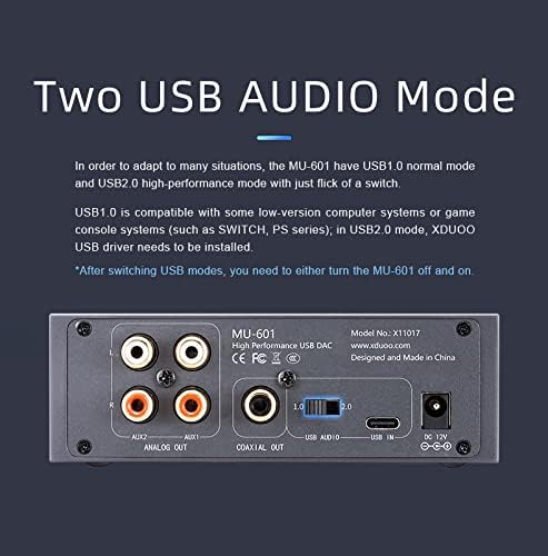 xDuoo MU-601 High Performance USB DAC ES9018K2M PCM384kHz DSD256 Analog Coaxial Output Decoder