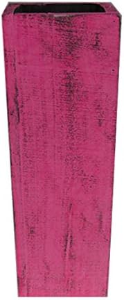 IGC Large Floor Wood Vase - 24" Hot Pink Distressed - Handmade Decorative Vintage Wooden Rustic Vase