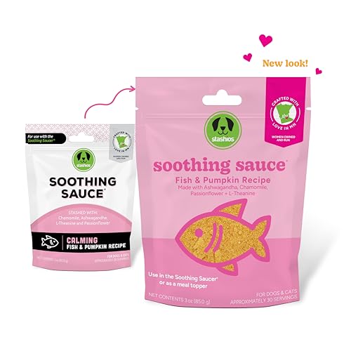Image of Stashios Soothing Sauce, Fish & Pumpkin /Calming Powder Supplement for Dogs & Cats- All Natural, Anxiety Relief, Made in The USA
