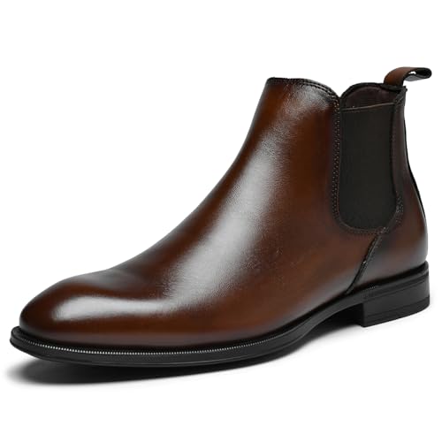 Image of OKKO Mens Chelsea Boots Genuine Leather Dress Boots for Men Classic Stylish Casual Slip On Ankle Boot for Men