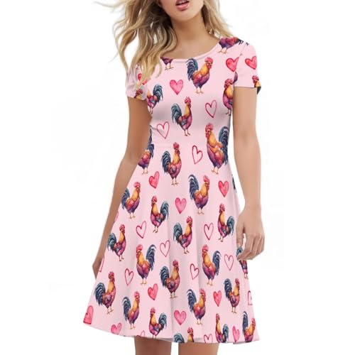 Image of AFPANQZ Womens Casual Summer Lightweight Vintage Dress Short Sleeve Midi Dress Knee-Long Luxury Formal Dress