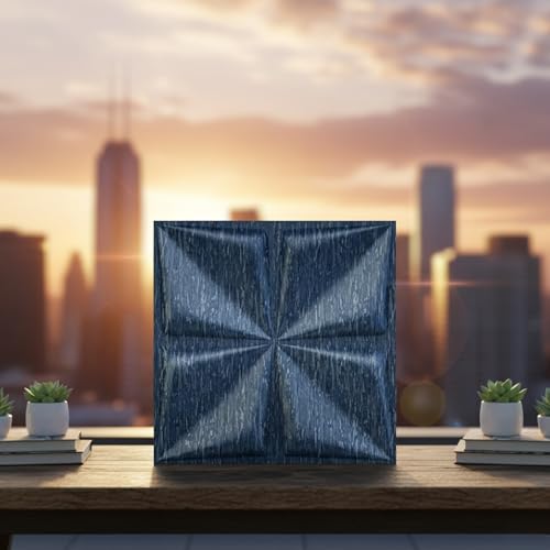 Image of Kayra Decor PVC Panel for Wall Bloom Design Electric Blue Color 19.7 inch x 19.7 inch (Pack of 40) - Covers 107.80 Sq. Ft.