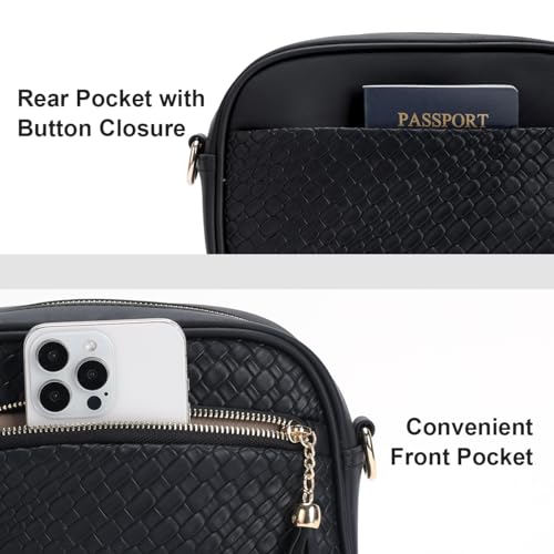 VASCHY Crossbody Purse Bags for Women, Trendy Vegan Leather Woven Small Crossover Shoulder Bag with Detachable Guitar Strap4