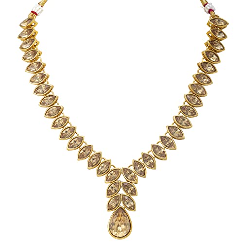 Image of Peora Traditional Crystal Necklace & Jewellery Set Gift for Women