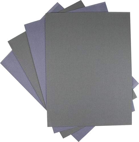 Image of KCS 4 pc of 12 inch x 18 inch(30cmx45cm) 14CT Counted Cotton Aida Cloth Cross Stitch Fabric (Light Steel Grey+Medium Grey)