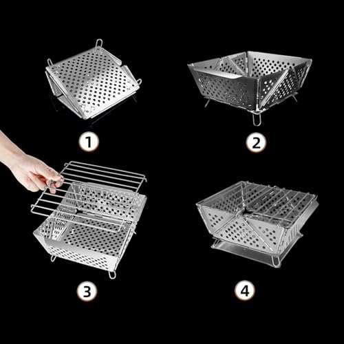 Brasero pliable et barbecue de camping compact en acier inoxydable - 7