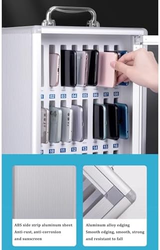Wall-Mounted Mobile Phone Locker Cabinet - Aluminum Alloy Storage with 12-60 Slots, Clear Pocket Chart, Safety Lock & Handle for Classroom & Office Organization12 bits: 215 * 190 * 270mm