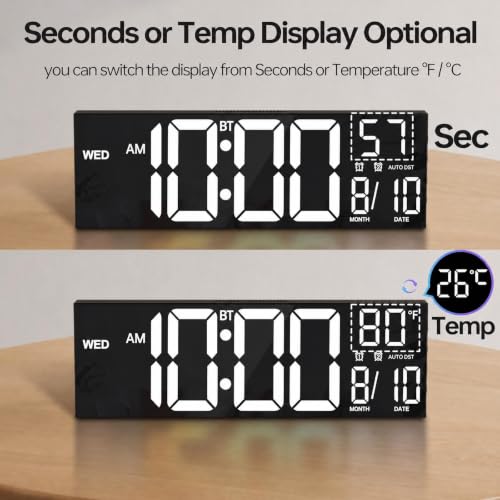 Image of JALL 16.2 inch Large Digital Wall Clock with Bluetooth Sync, RGB Digital Clock Large Display with Auto DST, Wall Clock for Classroom Bedroom Gym Office, Led Clock for Seniors (White)