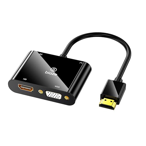 biaze ZH63 HDMI auf VGA, 2 in 1 HDMI/VGA Adapter + 3,5MM Audioanschluss und Microusb Ladeger&auml;t f&uuml;r Computer Desktop Laptop PC Monitor Projektor HDTV Chromebook Raspberry Pi Roku Xbox und mehr