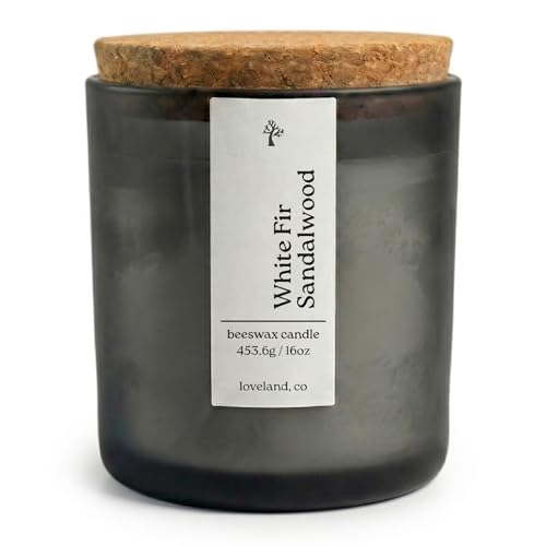Aspen & Oak Luxury Beeswax Candle 16oz - Long Burning Pure Beeswax Candles Non Toxic Natural Clean Essential Oil Scented Organic Candles Home Decor & Gifts - White Fir Sandalwood