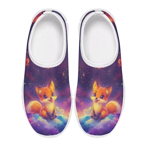Doojoayie Little Girls Slip On Sneakers Size 12.5 Fox Shoes for Girls Tennis Shoes Novelty Bowling Shoes for Young Kids Outdoor Active Play Running Sport Shoes Galaxy