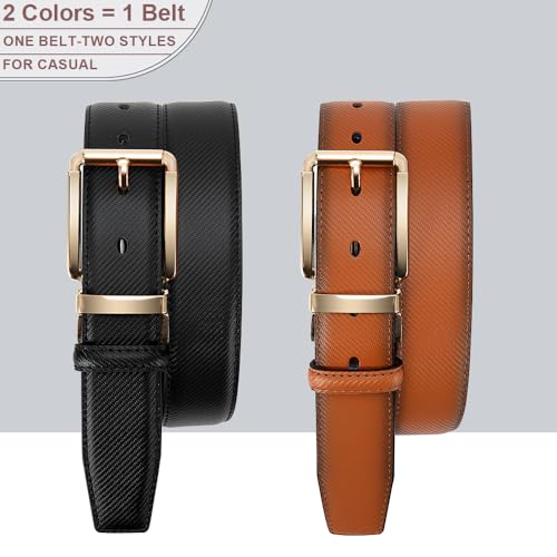 Image of DOOPAI Reversible Leather Belt for Men 1.25 inch - Dual Sided Dress and Casual Belt, Trim to Fit, 2 Styles in One Belt