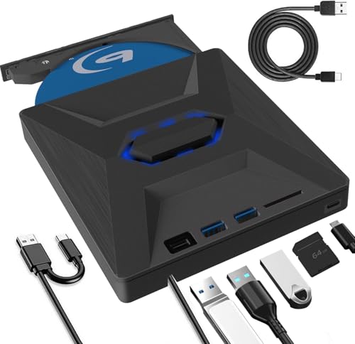 Ai-Yong Heng USB 3.0 Type-C Lecteur Blu-Ray Externe, 8 en 1 Lecteur DVD/BD Graveur Blu Ray avec Portable Lecteur Blu Ray Externe, 3D CD DVD Optical Bluray Drive pour PC...