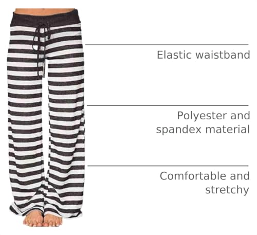 Image of iChunhua Women's Comfy Stretch Floral Print Drawstring Palazzo Wide Leg Lounge Pant