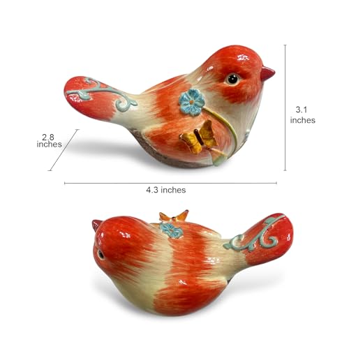 Figura decorativa de ave naranja de resina de 4.3 pulgadas miniatura 2