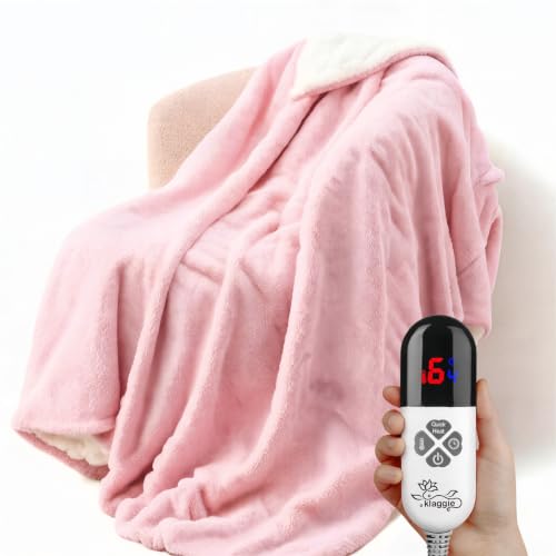 YANYEA Electric Heated Throw Blanket Sherpa 50x60 Pink Machine Washable 6 Heat Settings 4 Hours Auto Off Overheat Protection for Home Office Use