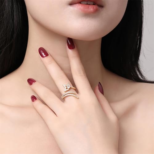 Shooting Star Statement Wrap Finger Ring for Women Dainty Crystal Cubic Zirconia Irregular Stars Adjustable Open Stacking Bands Wedding Anniversary Promise Rings Sparkling Birthday Jewelry2