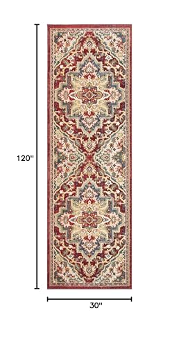 Tapete corredor SAFAVIEH 76x305 cm rojo y beige miniatura 2