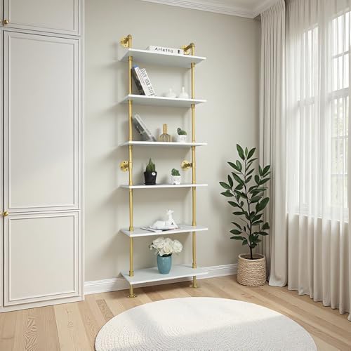 ZIOTHUM 6-Tier Gold Wall Shelf for Living Room