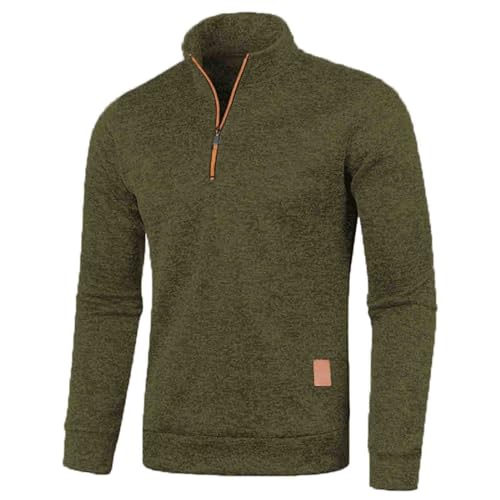 Sudadera de invierno para hombre con cremallera de manga larga a la moda como abrigo de punto de moda, Verde militar., XXL