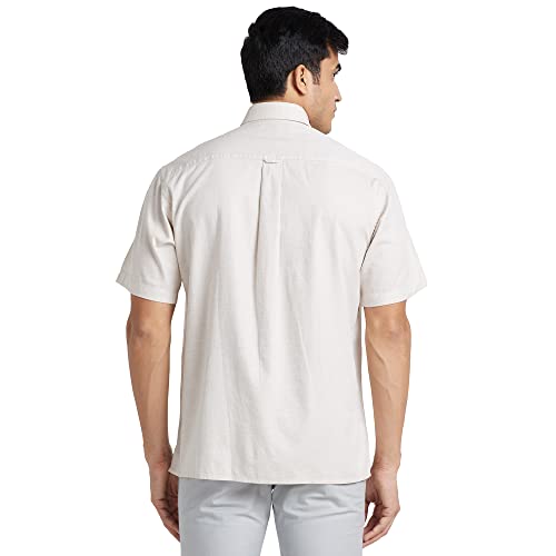Image of Colorplus Men's Pure Cotton Solid Pattern Classic Fit Spread Collar Half Sleeve Casual Shirt