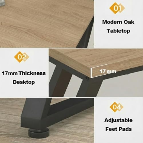 Image of TEKAVO Dezian Two Person Desk, Computer Table for Two | Office Table for Home | Desk Workstation, Desktop Pc, 2 Drawer & 1 Shelf | Brown Wood | (240 Cm X 60 Cm X 75 Cm) - DIY