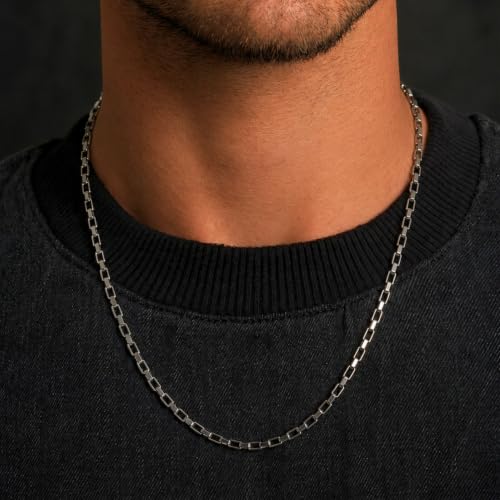 Image of THE MEN THING Chain for Men, Luxury Pure Titanium Steel Chain | Silver Stainless Steel Chain | Necklace Jewellery for Men & Boys