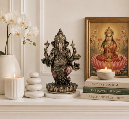 Estatua de Ganesh de Resina y Bronce 7.5 pulgadas miniatura 4