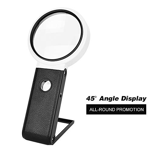 Lupa portátil Lupa multifuncional de 90 mm 5X / 25X Ampliação ajustável Espelho Redondo Dobrável com