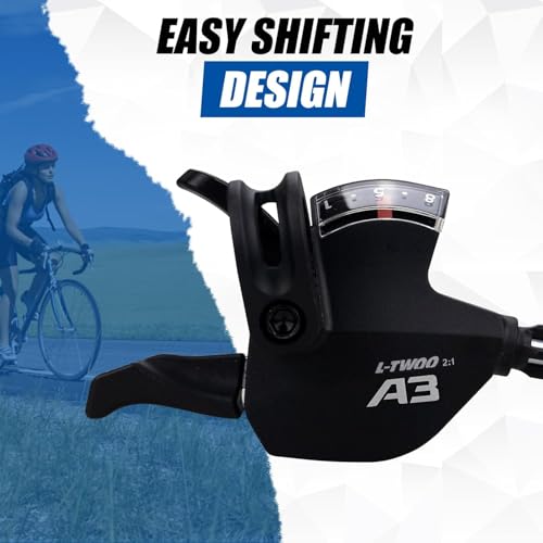 MEGHNA Fahrrad Schalthebel Set für Kurbel- und Schaltwerk, 3x6 /3x7 /3x8 Gang, MTB Schaltgriffe Index Schaltung für Mountainbike, Trekkingrad, Citybike (3x8)