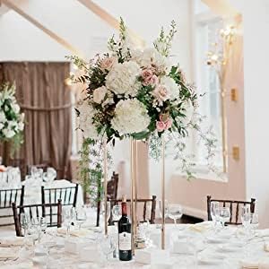 Miniatura 4 de 4 soportes dorados para flores de boda, jarrón geométrico de metal, soporte rectangular para flores para centros de mesa de boda, estante de flores