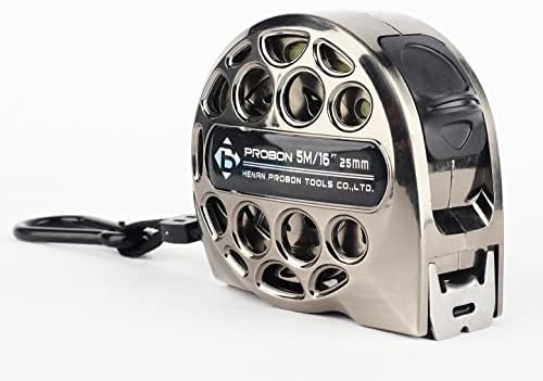 High-Grade Metalloid case, Stainless Steel Waterproof Tape Measure, Front Side Ft/in, Reverse Side M/mm,16Ft/5Meters for Construction (Cold Grey)