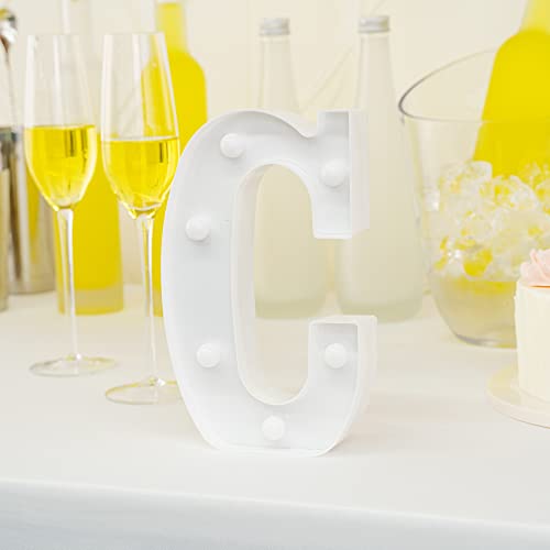 Image of Restaurantware Illumify 5.2 x 1.2 x 8.7 Inch Light Up Letter 1 Durable Marquee LED Light - Letter C Touchproof White Plastic Party Light Keyhole Slot For Parties Weddings Or Special Events