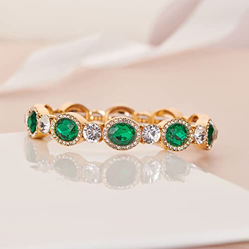 WOWORAMA Wedding Bridal Bracelet for Women Brides Bridesmaids Sparkly Austrian Crystal Teardrop Bracelet Bangle Rhinestone Elastic Stretch Bracelets for Wedding Party Prom2