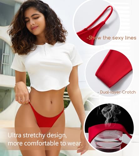 Image of chahoo Sexy Underwear for Women Thong Low Rise G-String Panties 5-Pack Low Waist T Back String Underpants Gift for Women