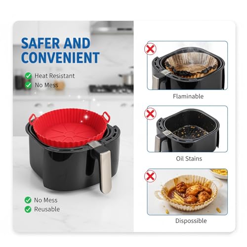 Image of Signamio Air Fryer Silicone Tray 2 Pcs Set - Reusable Silicone Tray, Non-Stick, Heat Resistant, Easy to Clean