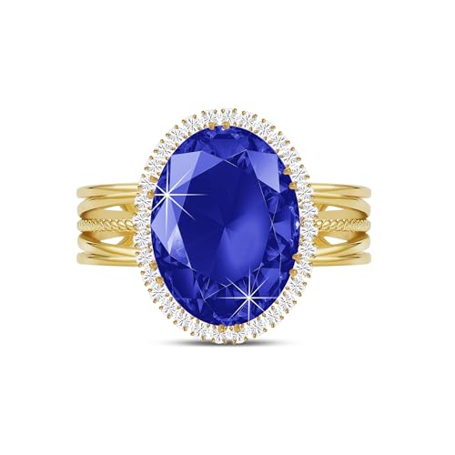 Linawe Bague en pierre bleue, bagues en or saphir pour femmes, bague en or moissanite, bijoux de mode, bijoux bohème doré, bague ajustable, bague en diamant...