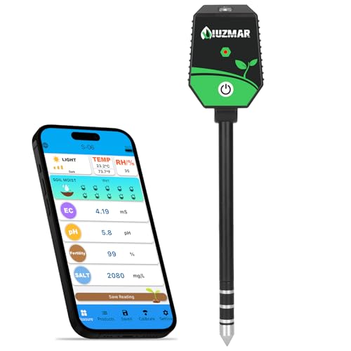 UIUZMAR Soil pH Meter Soil Moisture Meter 8 in 1 Fertility Salt Moisture pH EC Light Humidity Temp Accurate Soil pH Test Kit for Garden and Hydroponics