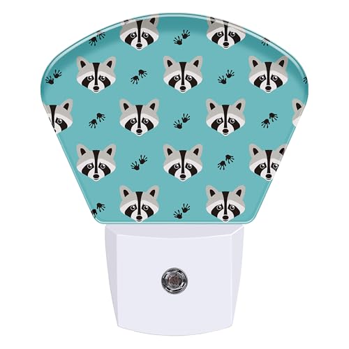 Image of Night Light Raccoon Plug-in LED Dusk-to-Dawn Sensor Soft Night Lamp,Suitable for Home Bedroom Bathroom Hallway Stairs