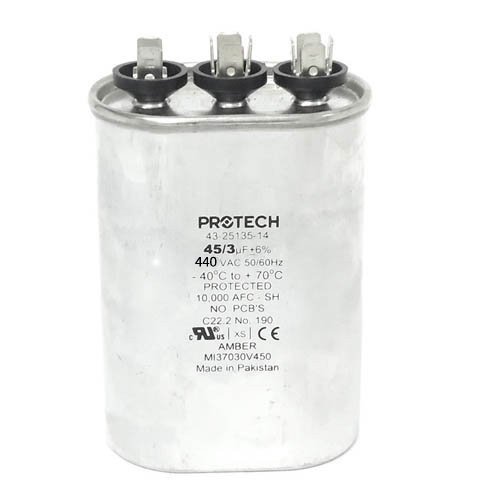 43-22362-06 -OEM Oval Replacement Dual Run Capacitor 45 + 3 UF/MFD 370/440 Volt Fits Rheem