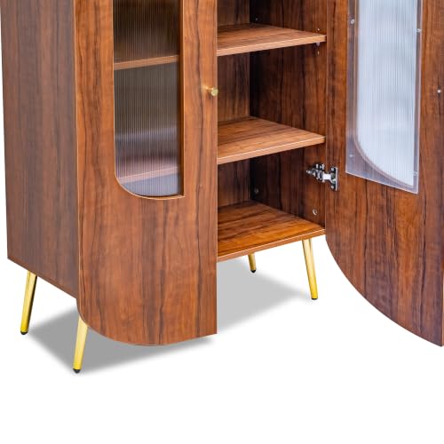 Image of Rocco Denzo Multipurpose Kitchen Storage Cabinet | With Flutted Actylic Doors and Adjustable Shelves