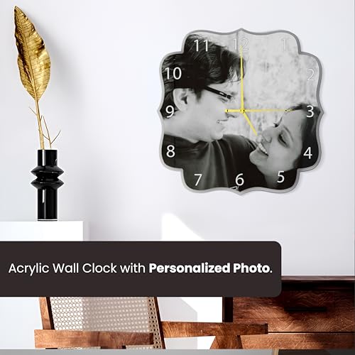 Image of SAVRI Personalized Gifts Acrylic Wall Clock (12x12 Inches) - Custom Photo with Unique Design - Stylish Room Decor, Romantic Gift for Housewarming, Anniversary, Birthday, Husband & Wife