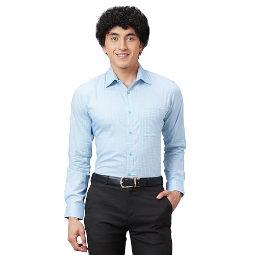 Image of Raymond Men's Pure Cotton Structure Pattern Slim Fit Semi Cutaway Collar Full Sleeve Formal Shirt