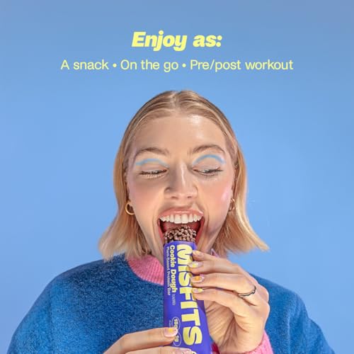 Misfits Vegan Protein Bars - Cookie Dough | Sports Nutrition Bars - 15 grams Protein | 1 gram Sugar | Plant-Based, Low Carb, High Fibre | No Palm Oil | Non-GMO | Pack of 15