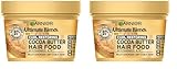 Garnier Hair Mask for Dry, Curly Hair | Cocoa Butter Hair Food by Garnier Ultimate Blends, 3-in-1: Pre Shampoo, Conditioner |97% Natural Origin | 100% Vegan Formula* 390 ml (Pack of 2)